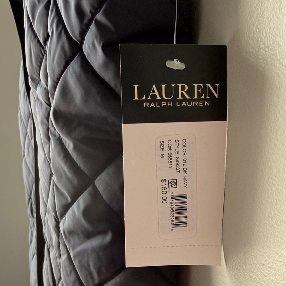 NWT Lauren Ralph Lauren  Quilted Puffer vest black label size medium M - Picture 3 of 5
